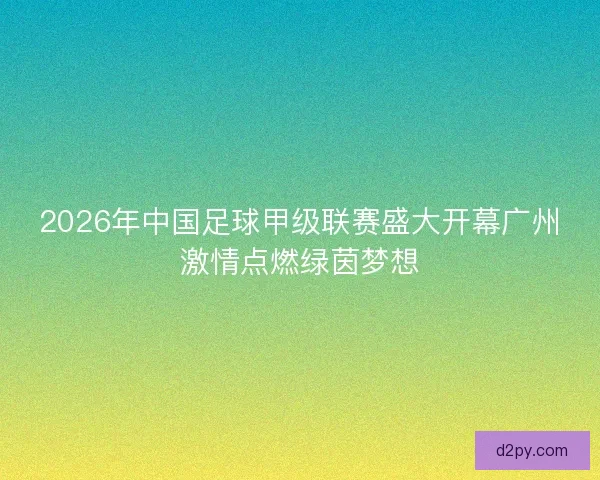 2026年中国足球甲级联赛盛大开幕广州激情点燃绿茵梦想